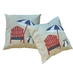 Hampton Bay Poolside Beach Theme Outdoor Throw Pillows 16x16 Set Lawn Patio